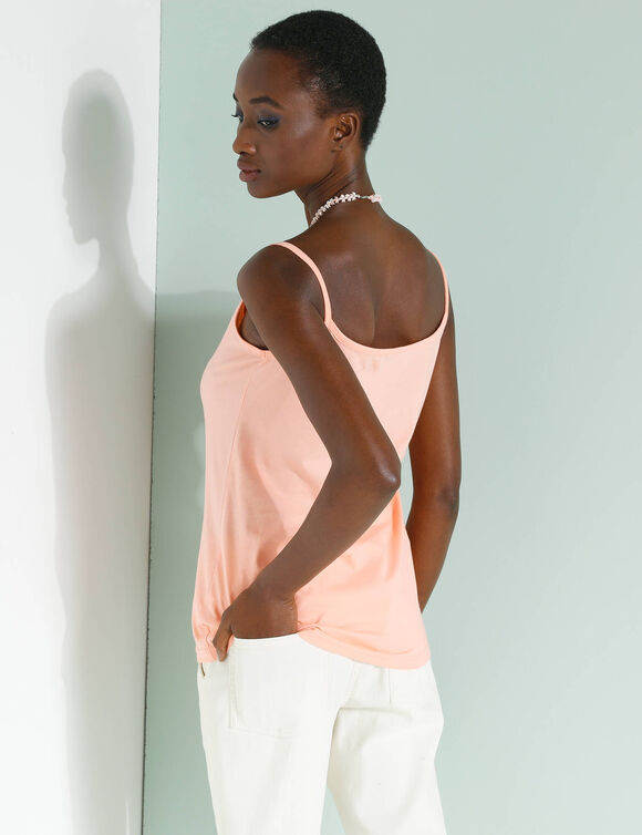 Topje met smalle bandjes in katoen (perzik) Topje met smalle bandjes in katoen (perzik)